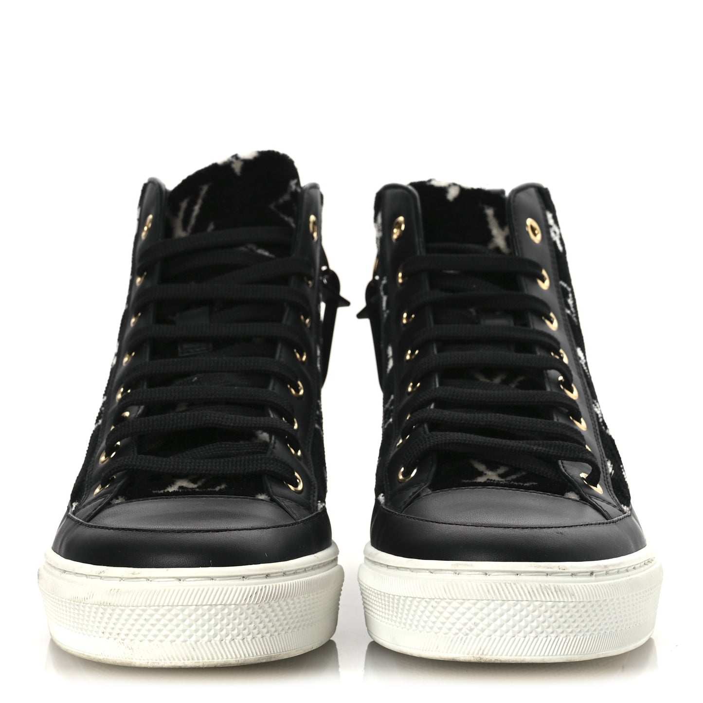 Velvet Monogram Stellar Sneakers 38.5 Black White