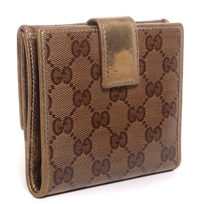 Gucci Crystal Monogram Metal Bar French Flap Wallet Metallic Gold 3 of 9