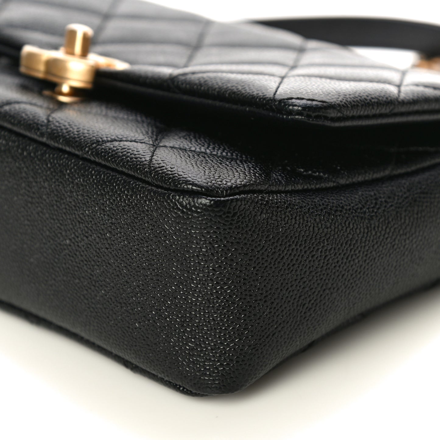 Shiny Caviar Quilted Small Chain Melody Flap Black