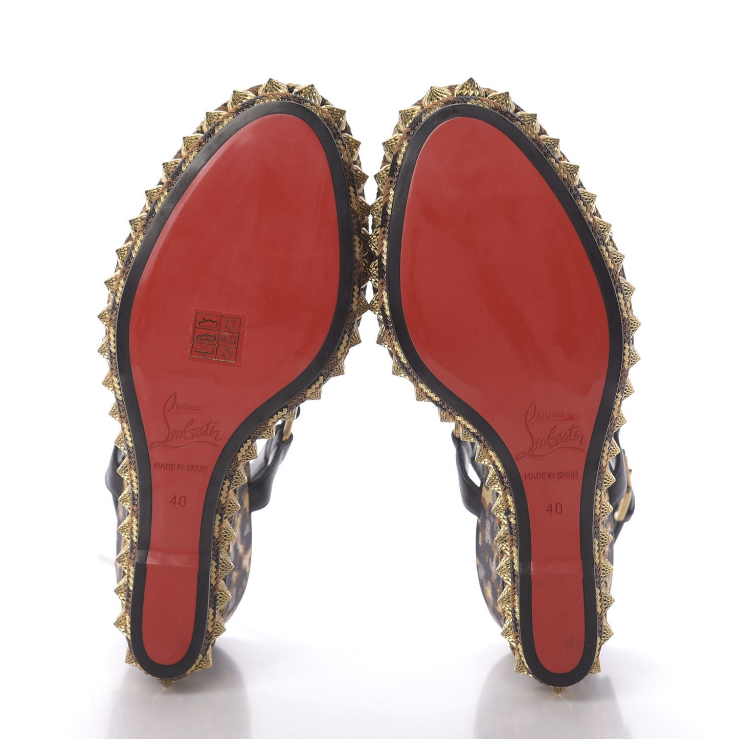 Nappa Silk Leopard Pira Ryad 110 Wedge Sandals 40 Black Marron