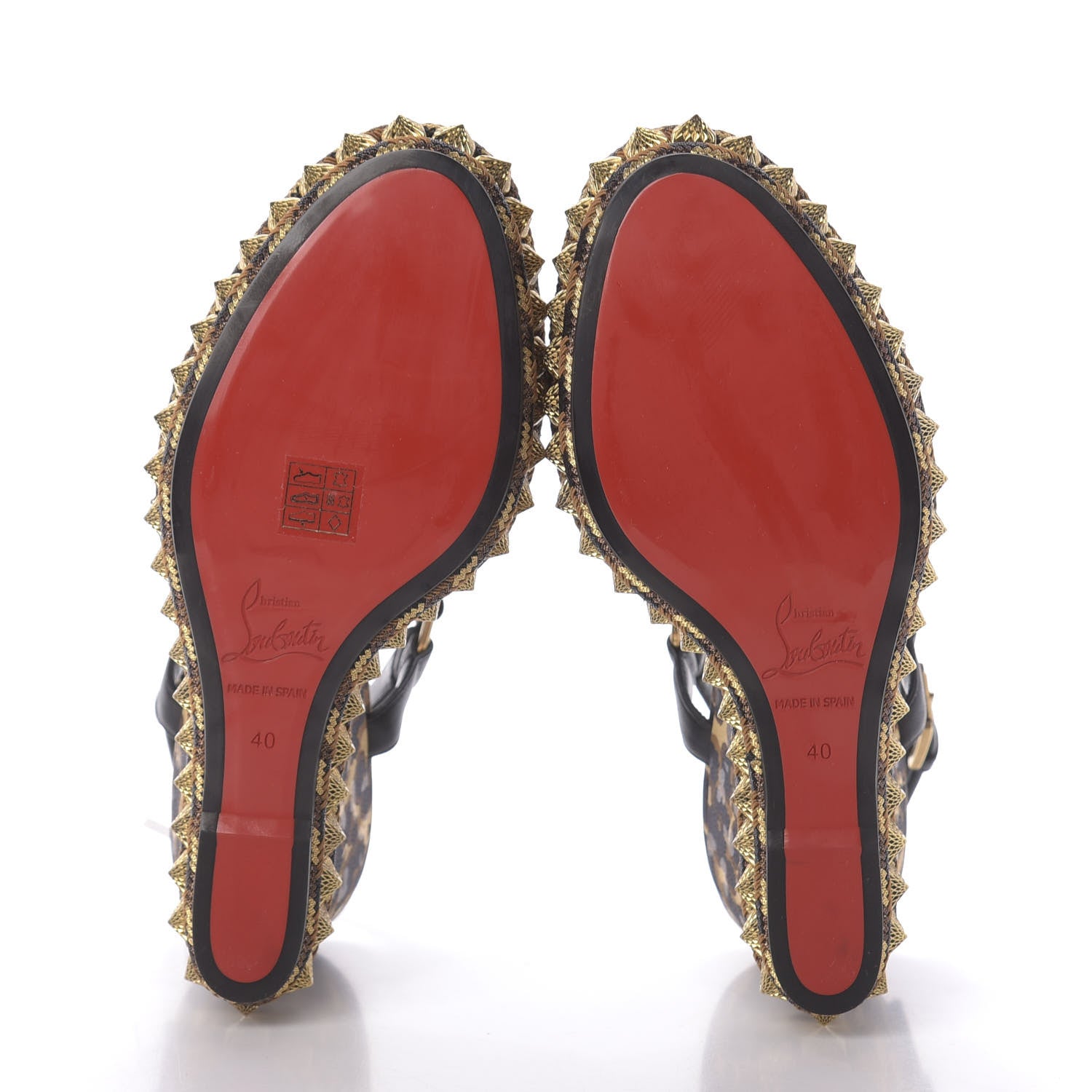 Christian Louboutin Nappa Silk Leopard Pira Ryad 110 Wedge Sandals 40 Black Marron 5 of 8