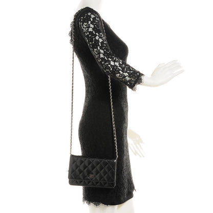 Chanel Striated Patent Quilted Wallet on Chain WOC Black 2 of 8