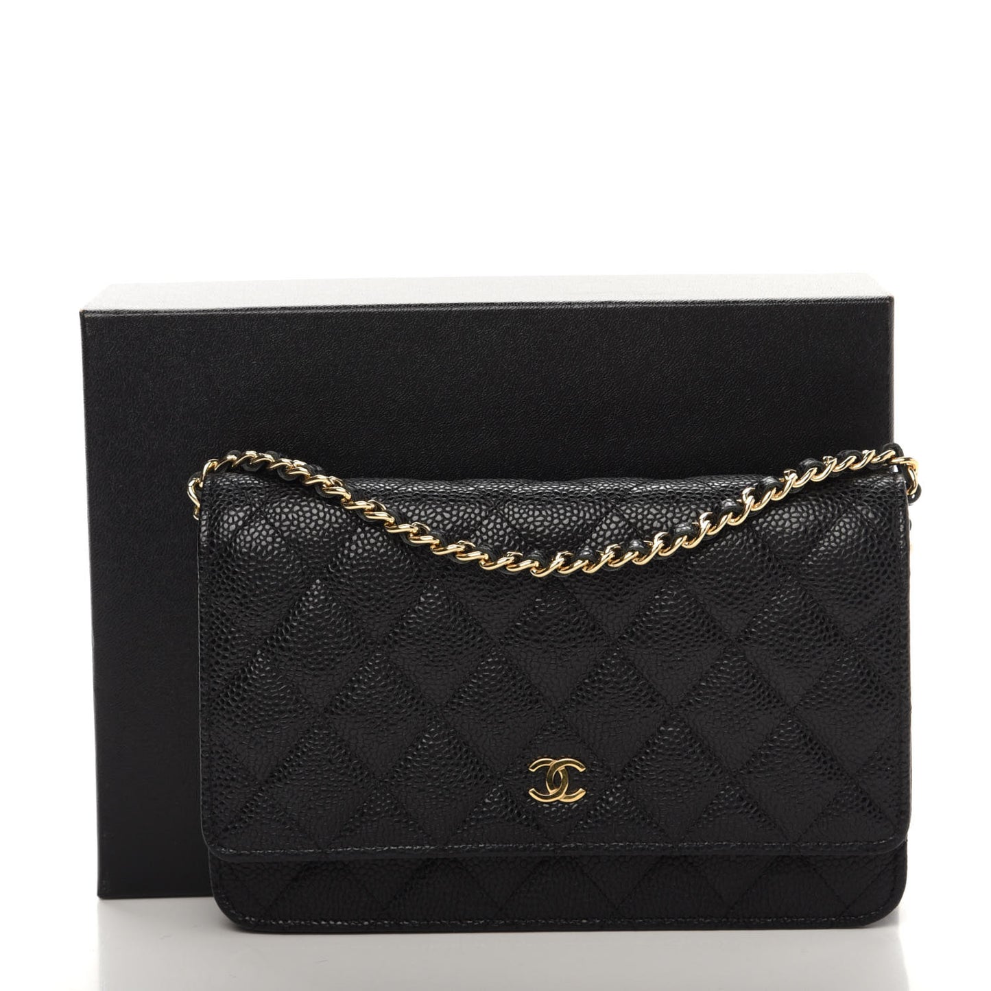 Caviar Quilted Wallet On Chain WOC Black