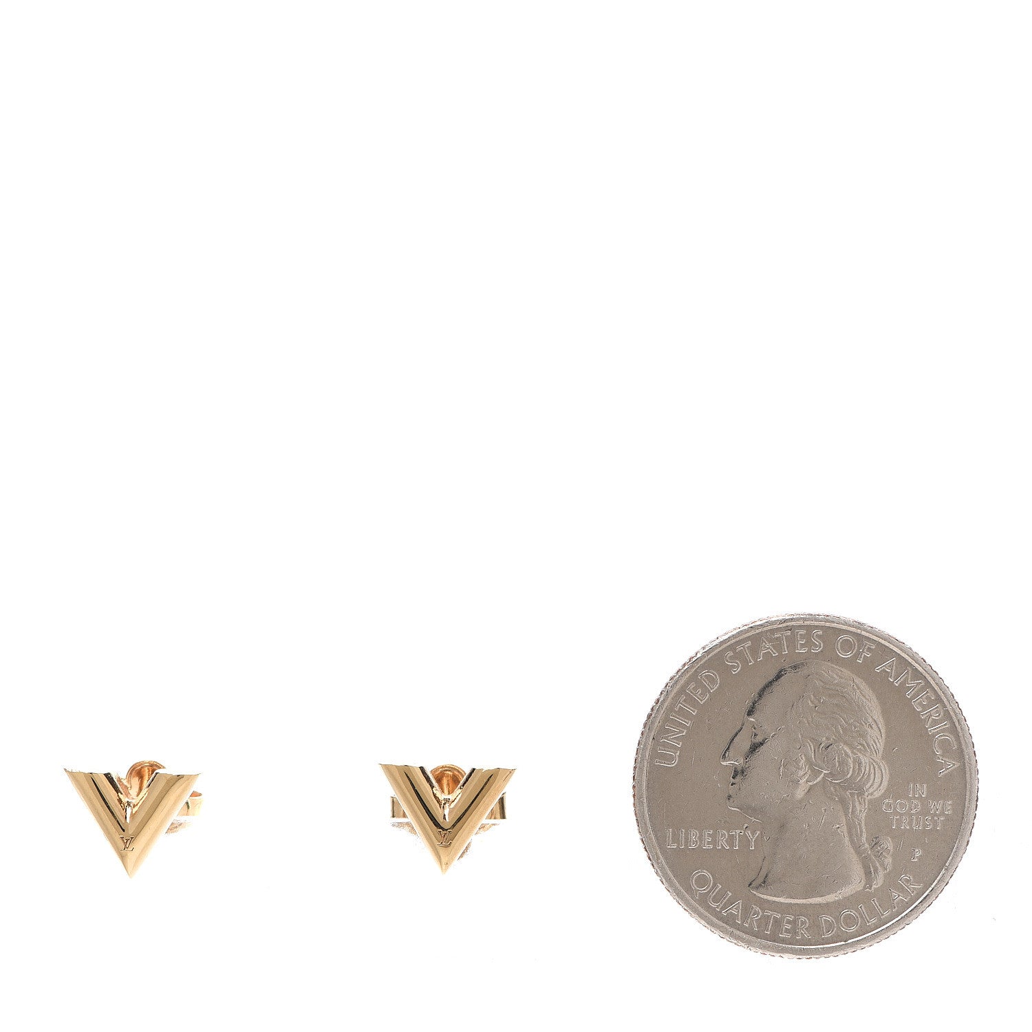 Louis Vuitton Brass Essential V Stud Earrings Gold 2 of 6