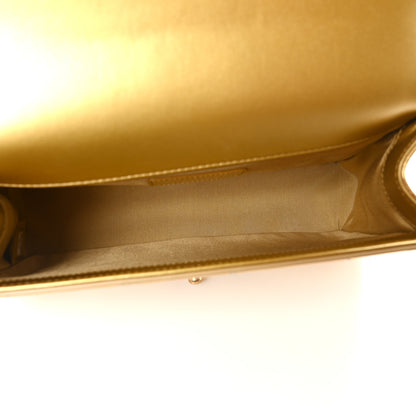 Chanel Metallic Calfskin Crocodile Embossed Graffiti Medium Cocodile Boy Flap Gold 5 of 10
