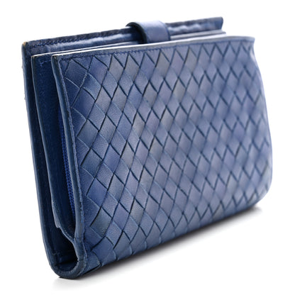 Bottega Veneta Nappa Intrecciato Continental Snap Wallet Cobalt 3 of 12