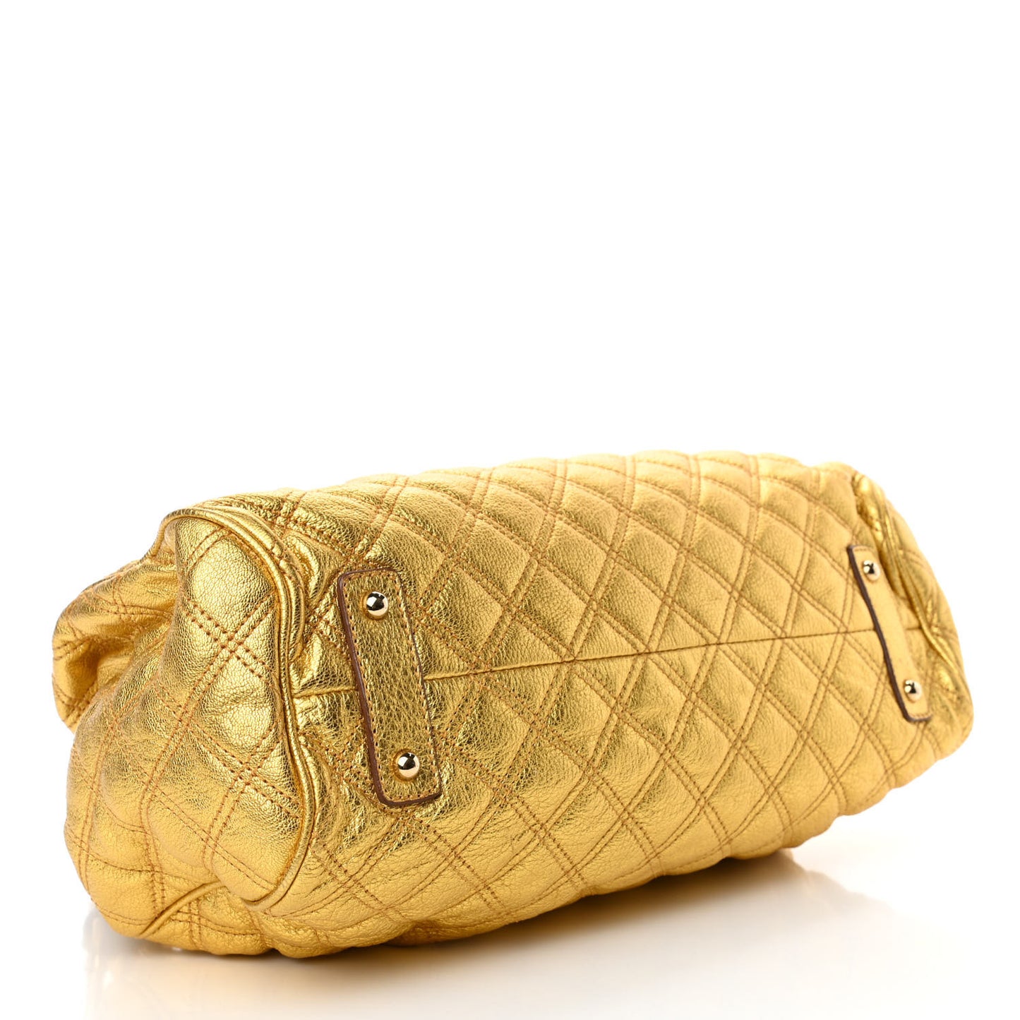Metallic Calfskin Quilted Stam Gold