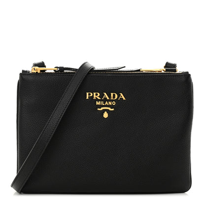 Prada Vitello Phenix Double Zip Crossbody Bag Black 1 of 11