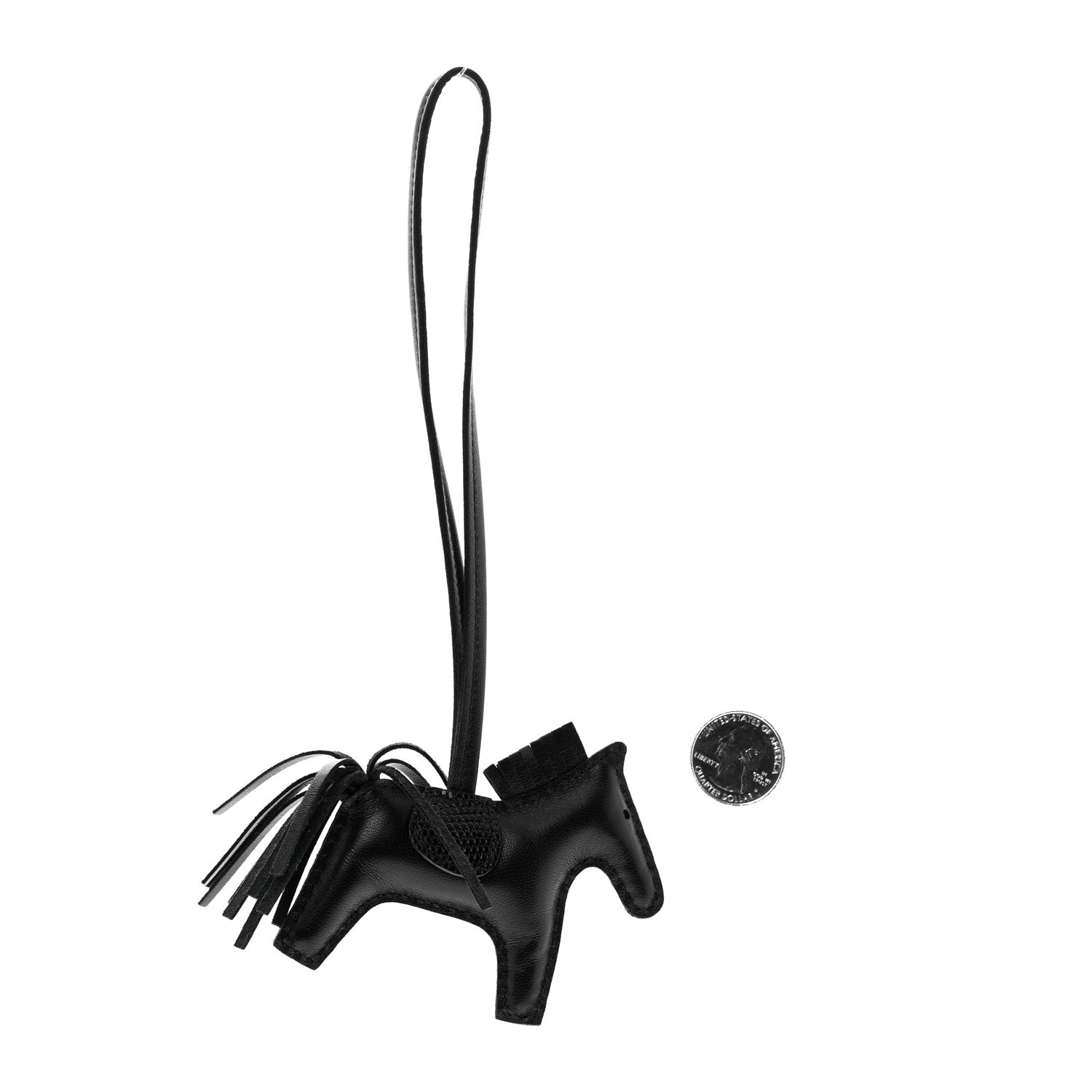 Hermes Milo Lambskin Lizard Touch Grigri Rodeo Horse Bag Charm PM So Black 2 of 4