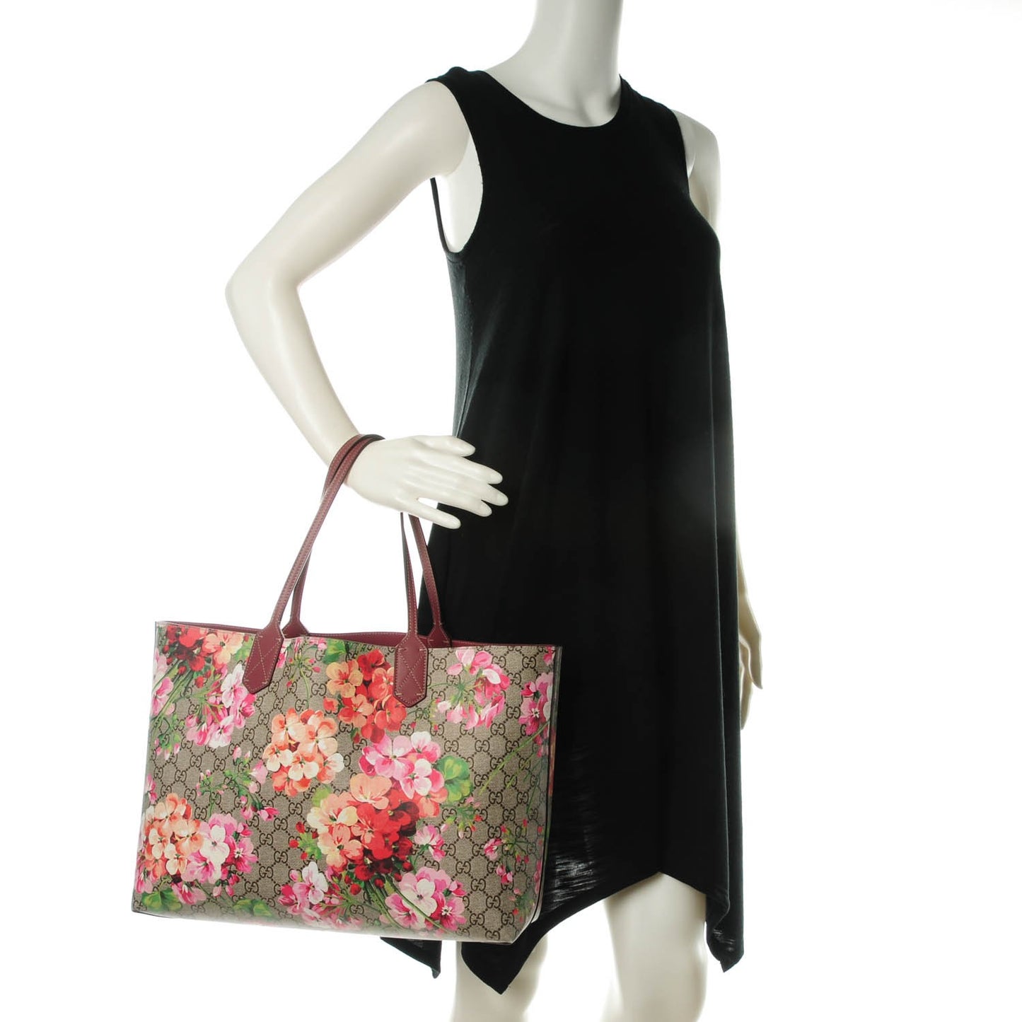 GG Supreme Monogram Blooms Medium Reversible Tote Beige Multicolor Dry Rose