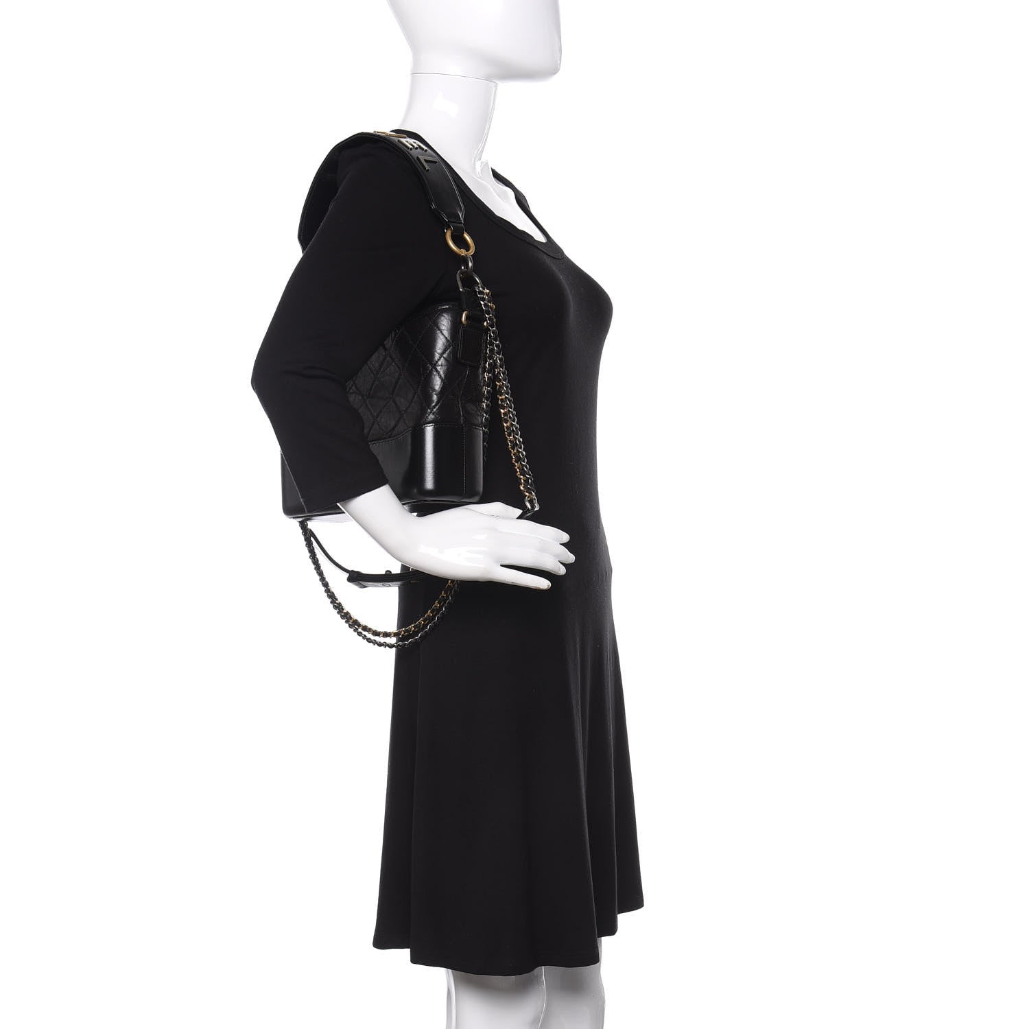 Chanel Aged Smooth Calfskin Quilted Medium Gabrielle Logo Hobo Black 3 of 11