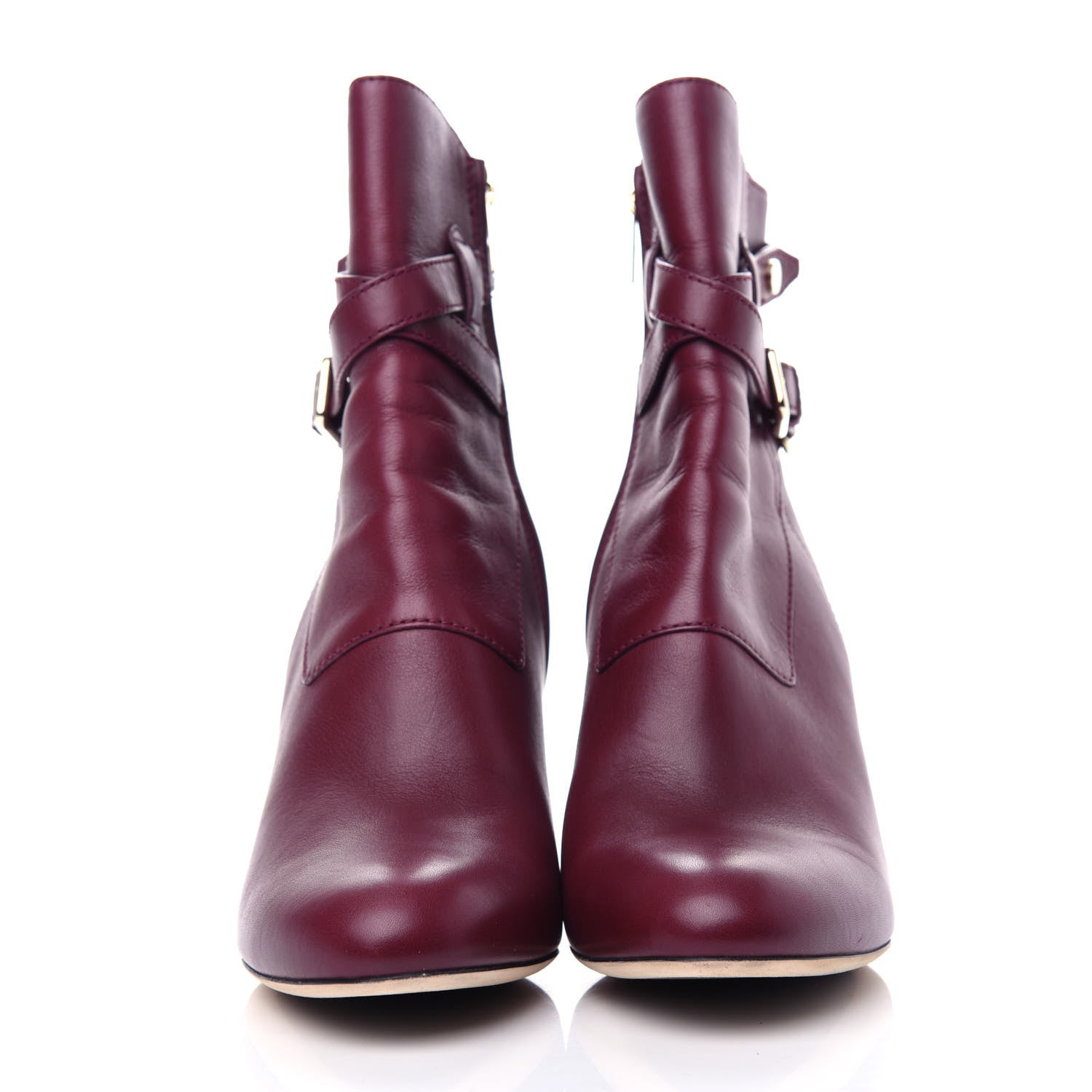 Jimmy Choo Calfskin Mitchell Buckle Bootie 40 Burgundy 2 of 9