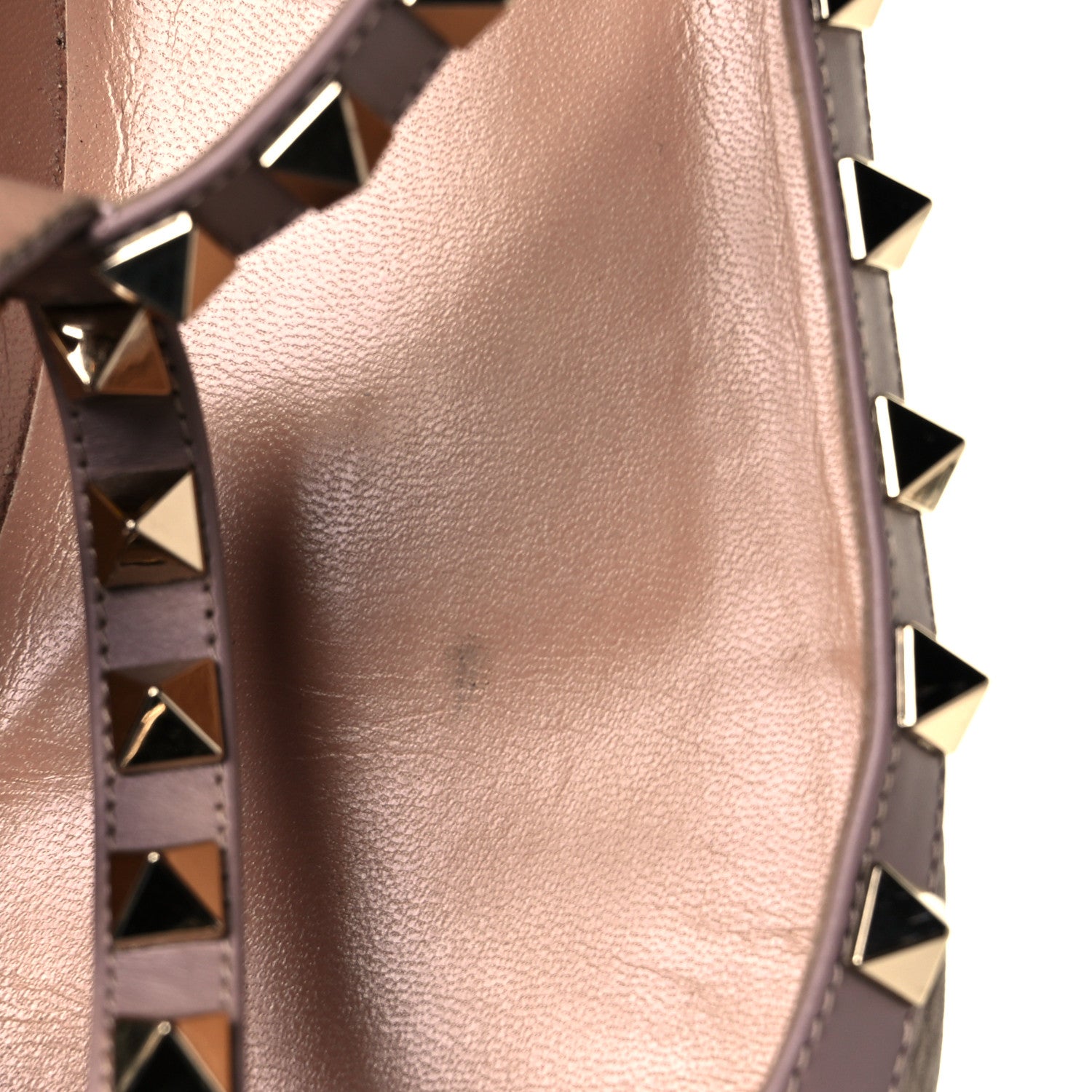 Valentino Garavani Metallic Pebbled Calfskin Rockstud Cage Ballerina Flats 37 Sasso Poudre 24 of 27