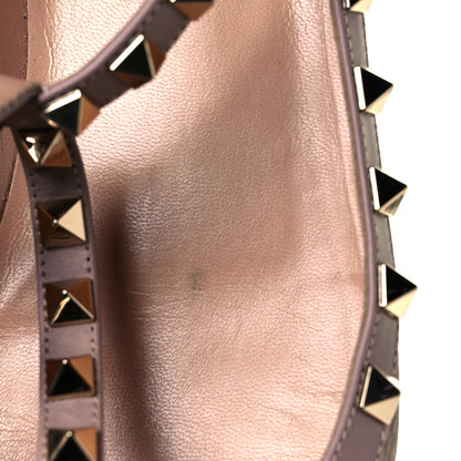 Valentino Garavani Metallic Pebbled Calfskin Rockstud Cage Ballerina Flats 37 Sasso Poudre 24 of 27
