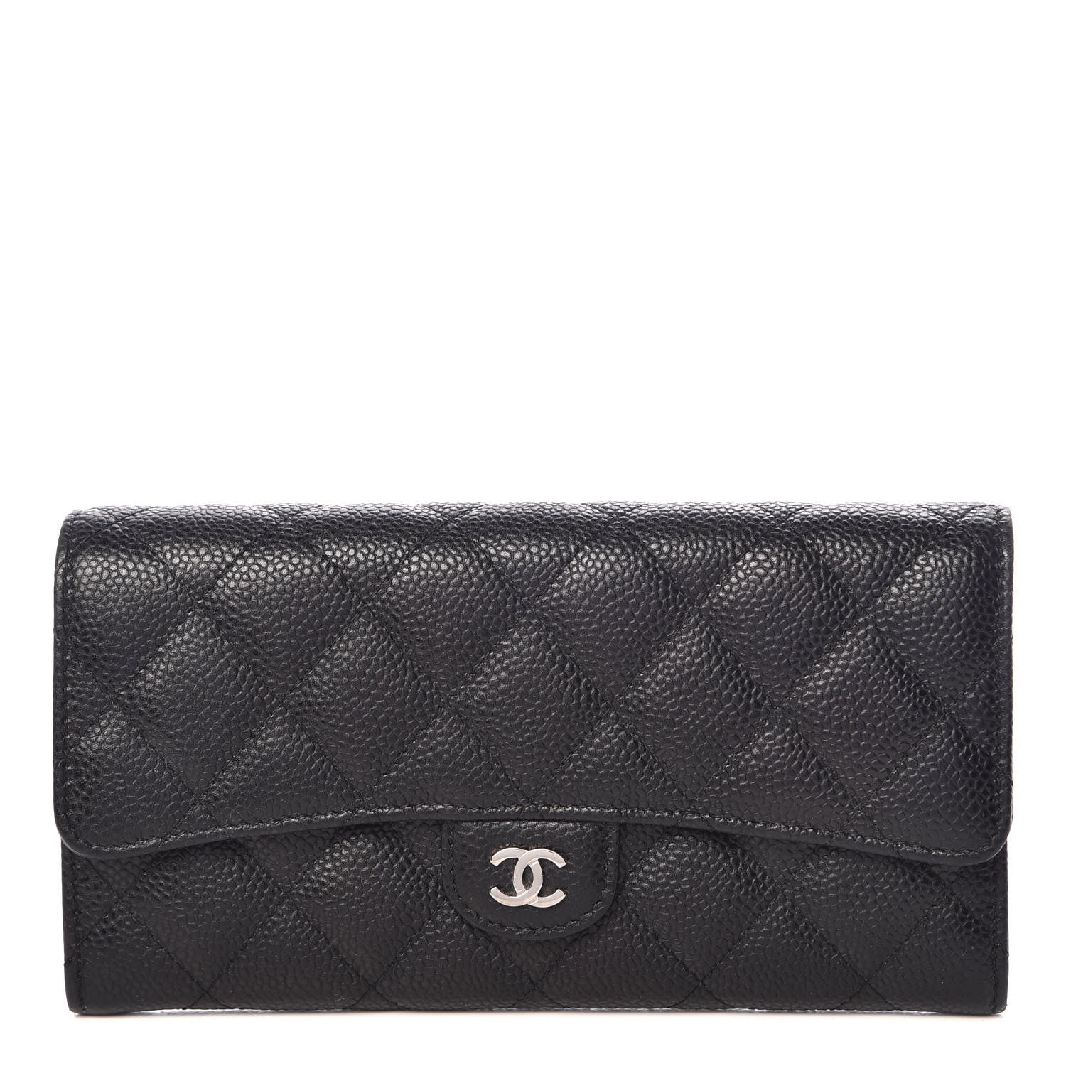 Chanel Caviar Quilted Large Gusset Flap Wallet Black 1 of 8