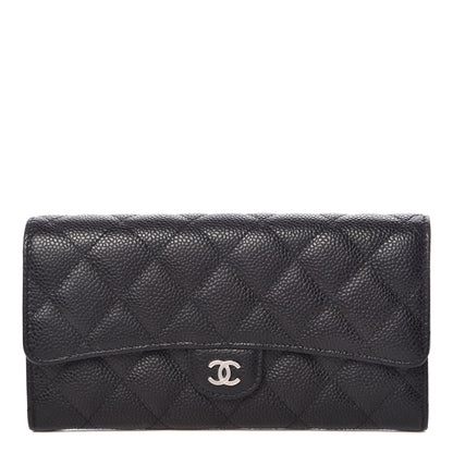Chanel Caviar Quilted Large Gusset Flap Wallet Black 1 of 8