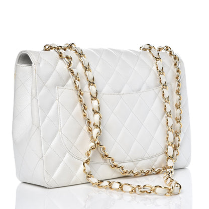 Chanel Caviar Quilted Jumbo Single Flap White 3 of 11