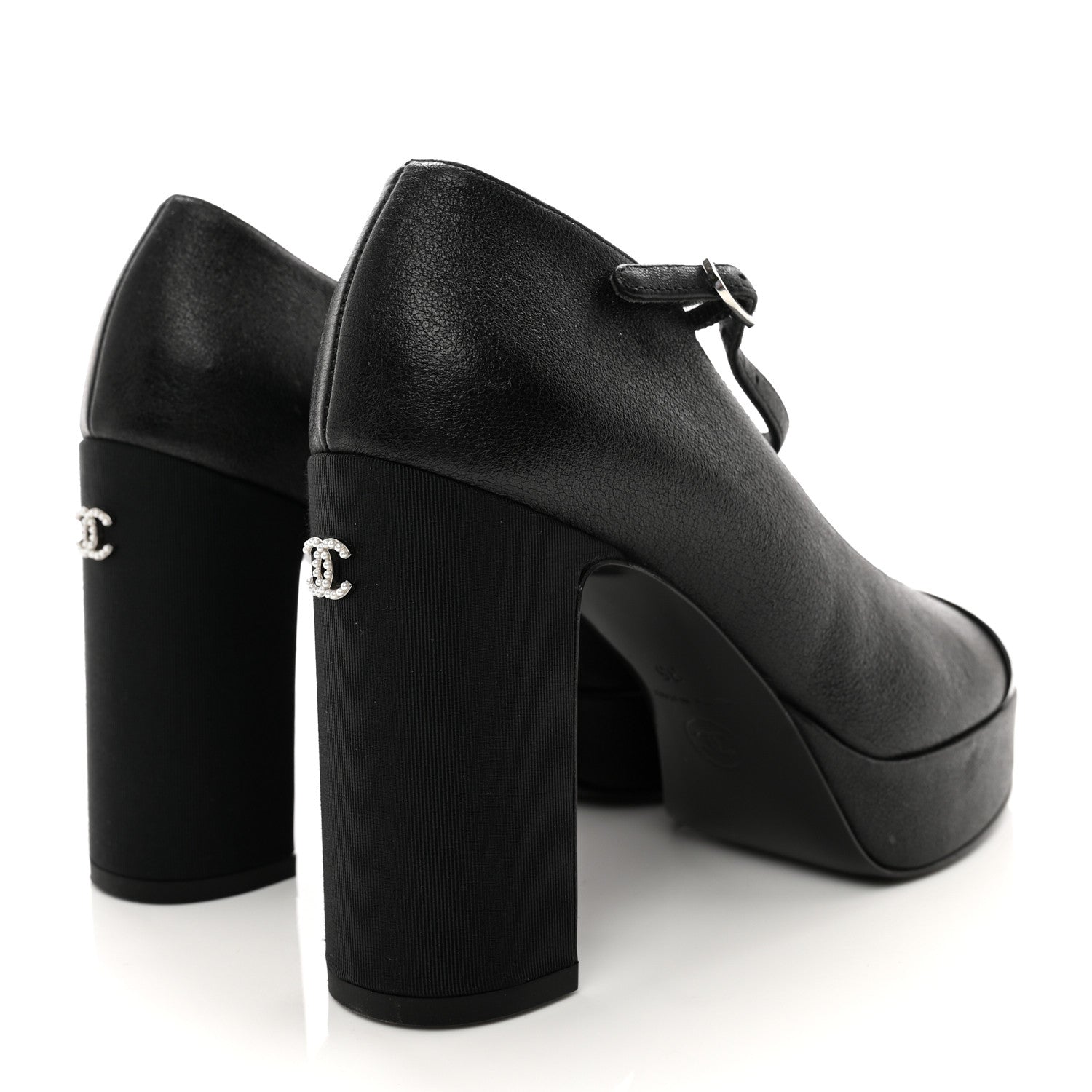 Chanel Lambskin Patent Cap Toe Mary Jane Platform Pumps 35 Black 4 of 10