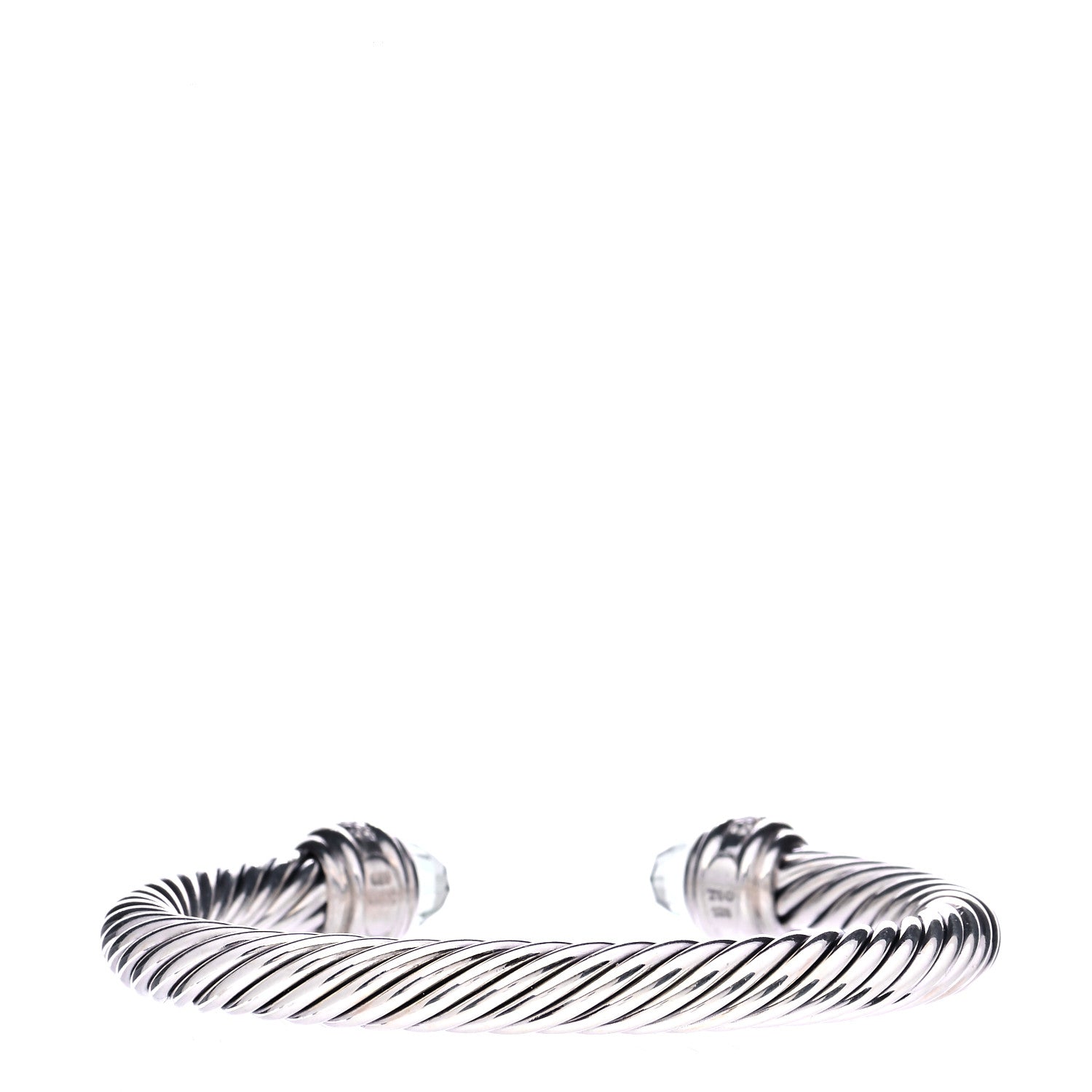 David Yurman Sterling Silver Diamond Prasiolite 7mm Cable Classics Bracelet 3 of 6
