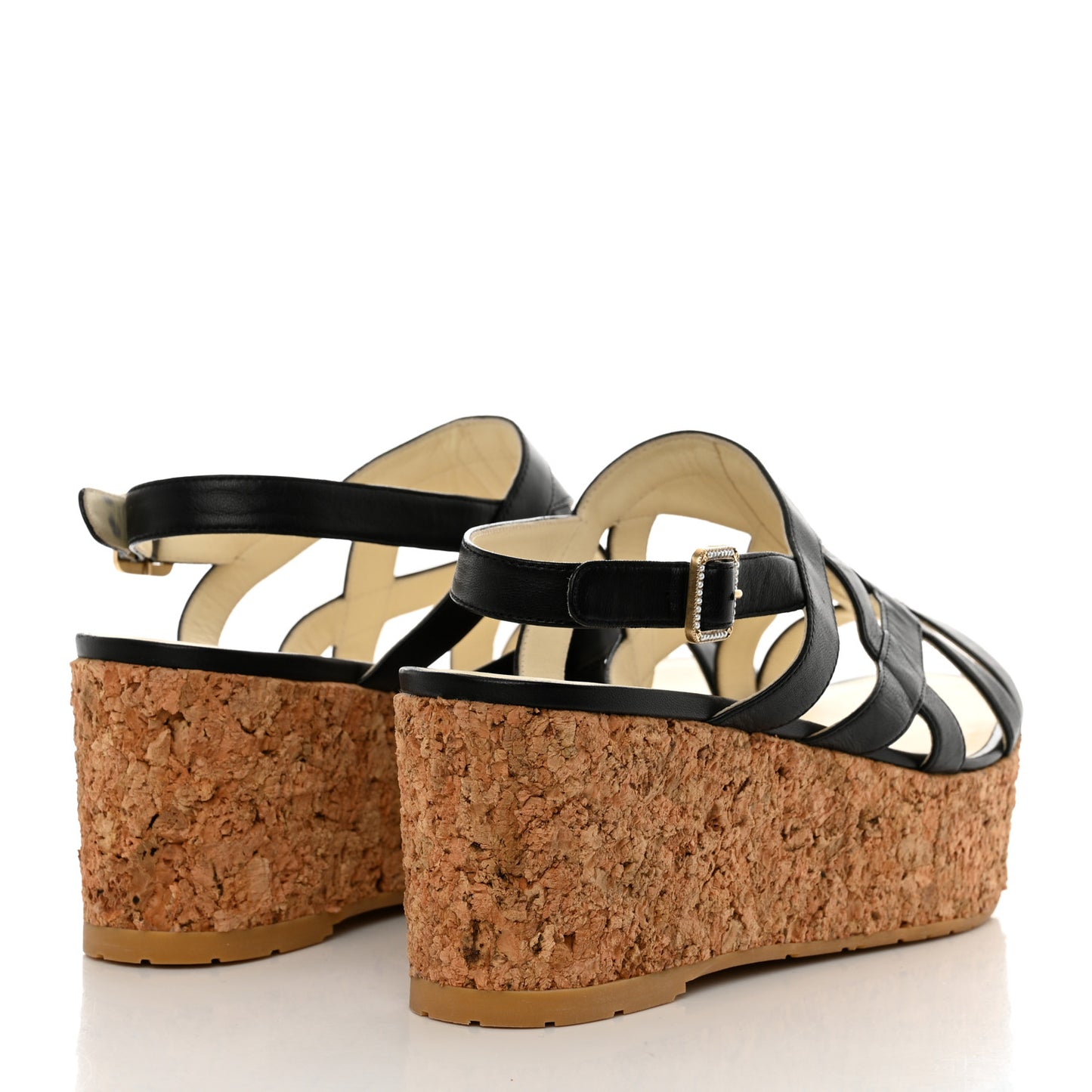 Lambskin Cork Pearl CC Platform Sandals 40 Black