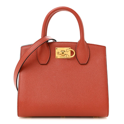 Salvatore Ferragamo Hammered Calfskin Small The Studio Box Bag Brick 1 of 12