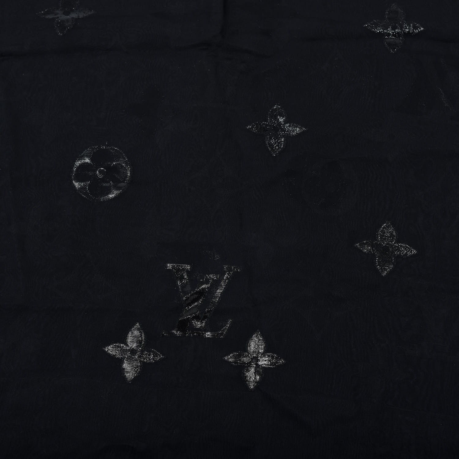 Louis Vuitton Silk Polyamide Sheer Monogram Scarf Black 2 of 5
