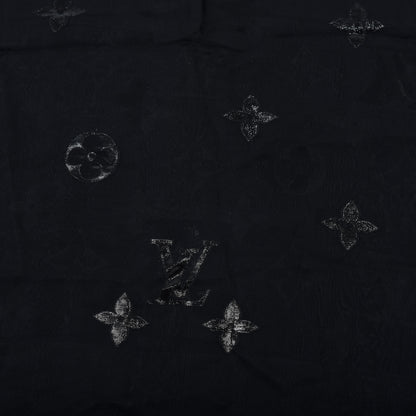 Louis Vuitton Silk Polyamide Sheer Monogram Scarf Black 2 of 5