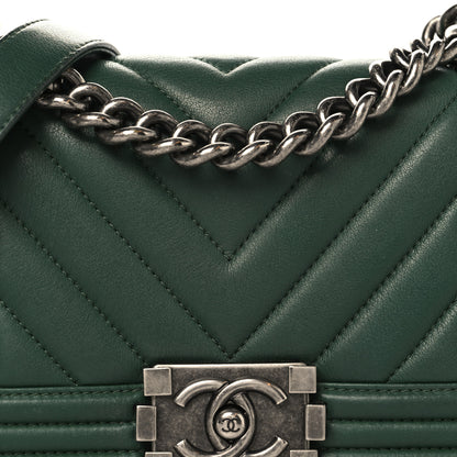 Chanel Calfskin Chevron Quilted Small Boy Flap Green 8 of 10