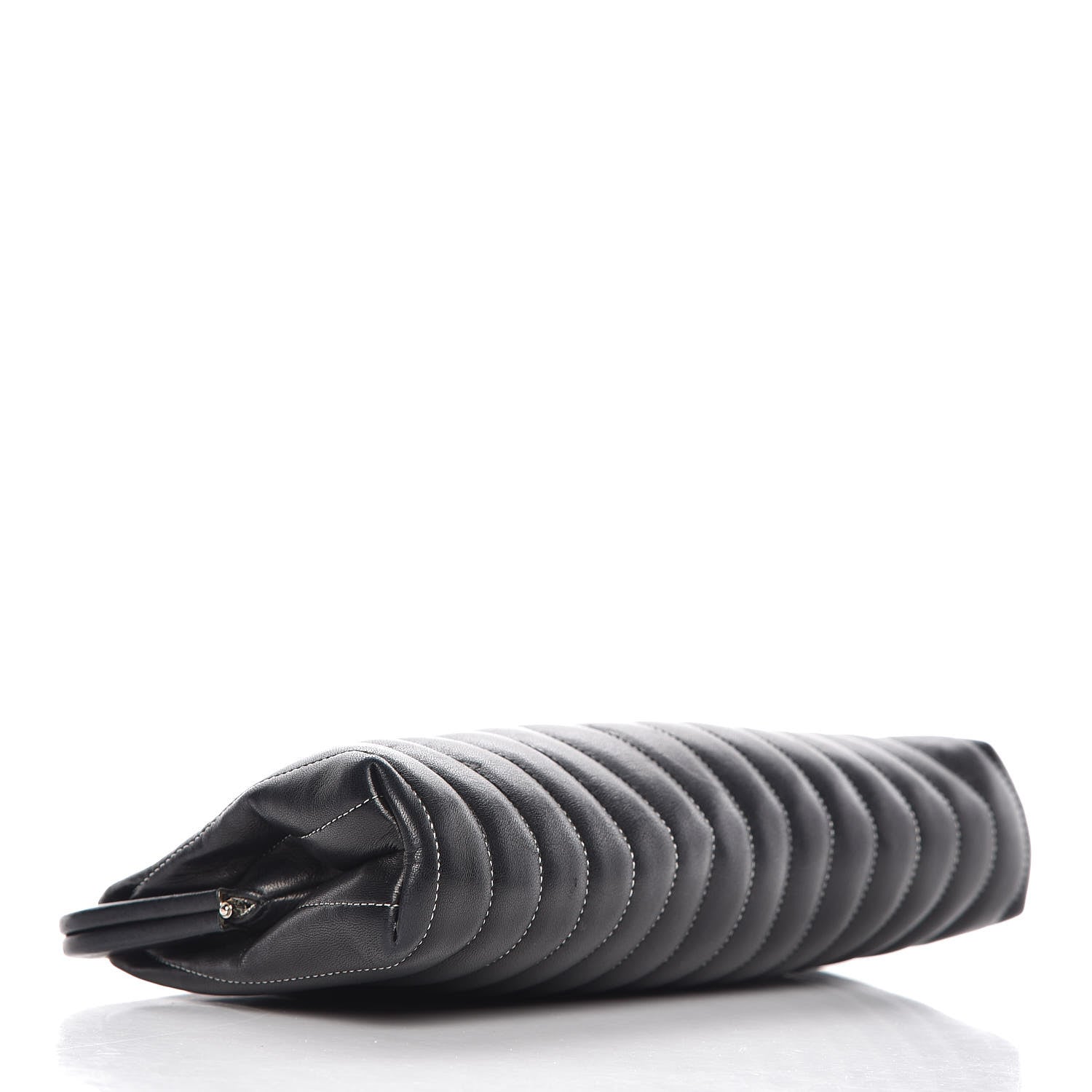 Chanel Lambskin Vertical Quilted Mademoiselle Clutch Black 4 of 14