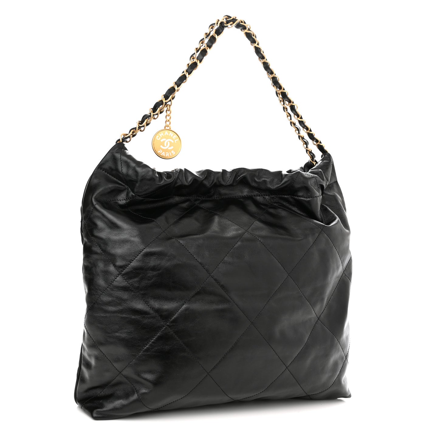 Shiny Calfskin Quilted Chanel 22 Black