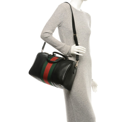 Gucci Calfskin Vintage Web Medium Boston Black 2 of 6