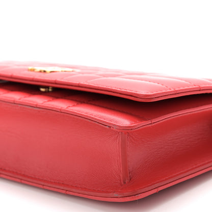 Burberry Lambskin Quilted Lola Clutch On Chain Bright Red 9 of 10