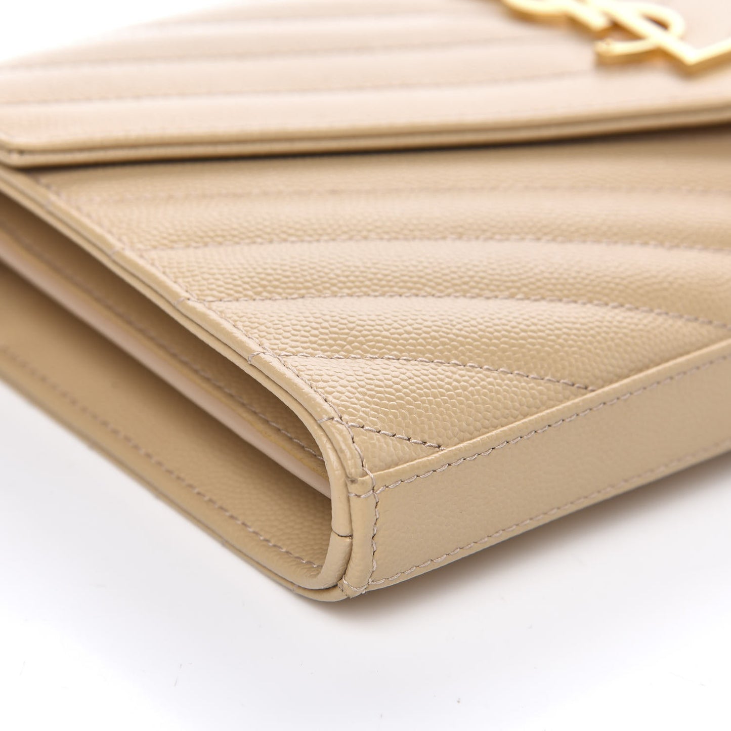 Grain De Poudre Matelasse Chevron Monogram Chain Wallet Nude Powder