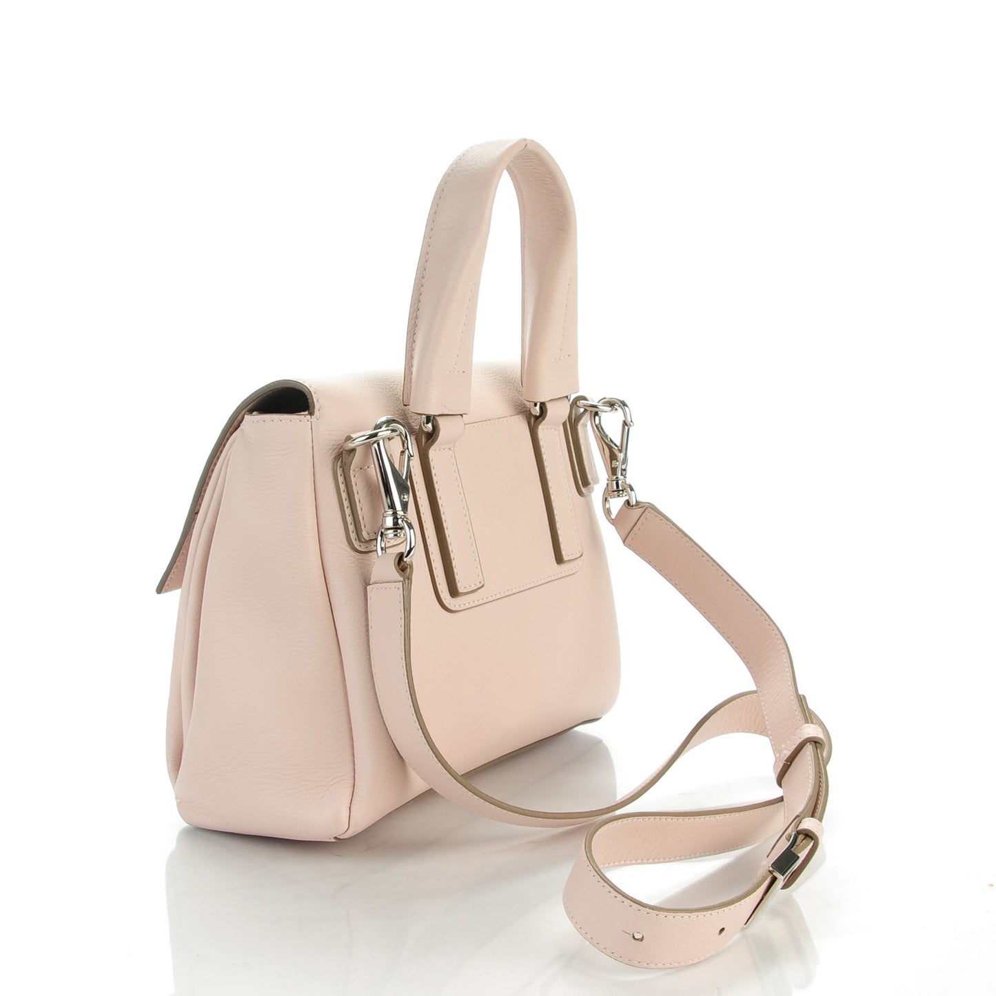 Waxy Grained Calfskin Mini Pandora Pure Flap Bag Nude Pink