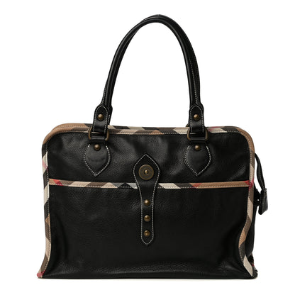 Burberry Grainy Calfskin Nova Check Tote Black 1 of 20