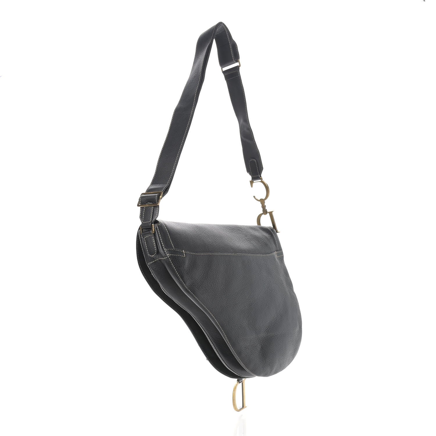 Christian Dior Grained Calfskin Double Saddle Bag Black 2 of 12