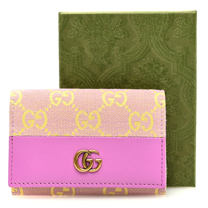 Gucci Moire Calfskin Monogram Bi-Fold Card Case Lilac Yellow 7 of 7