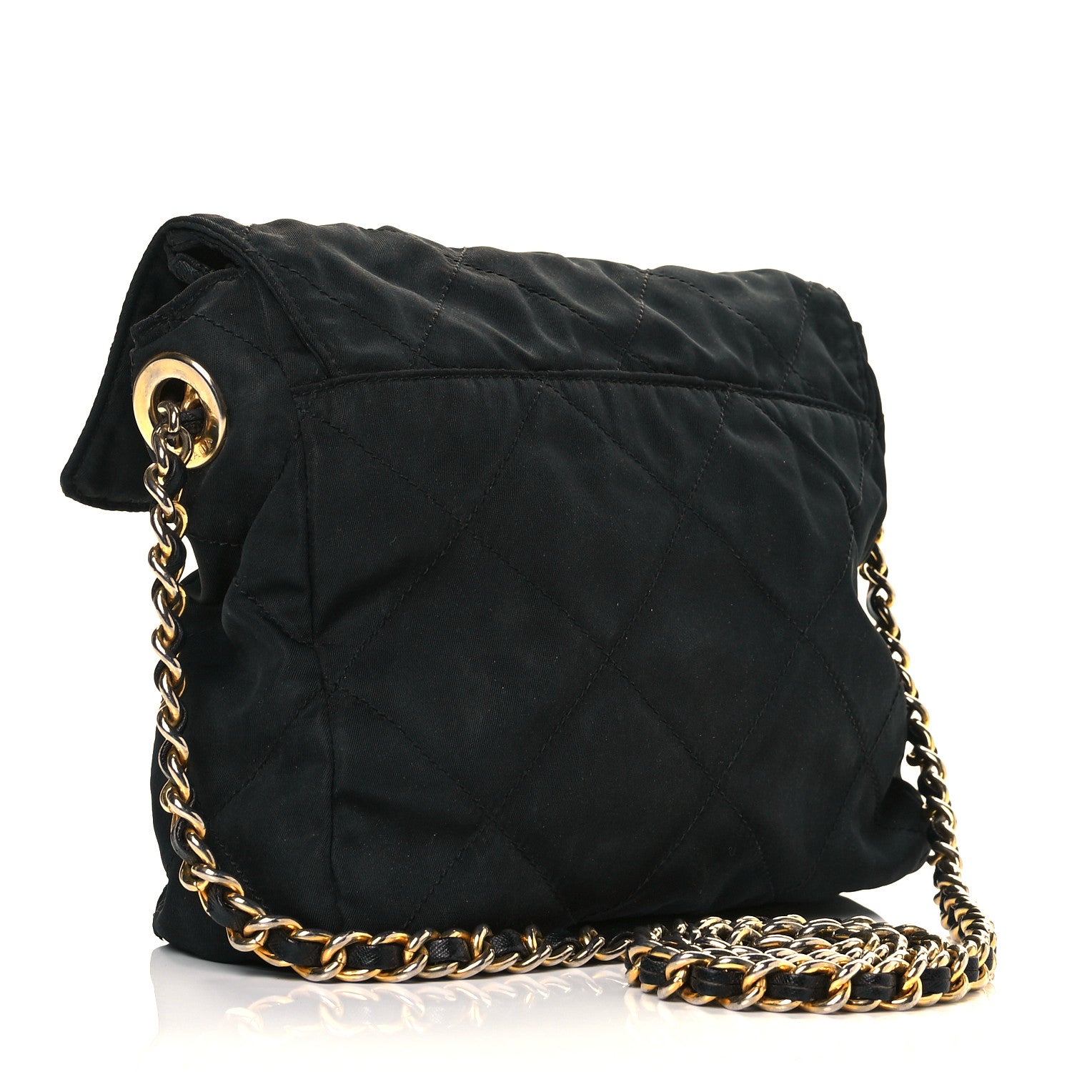 Prada Nylon Tessuto Impuntu Quilted Flap Shoulder Bag Black 3 of 8