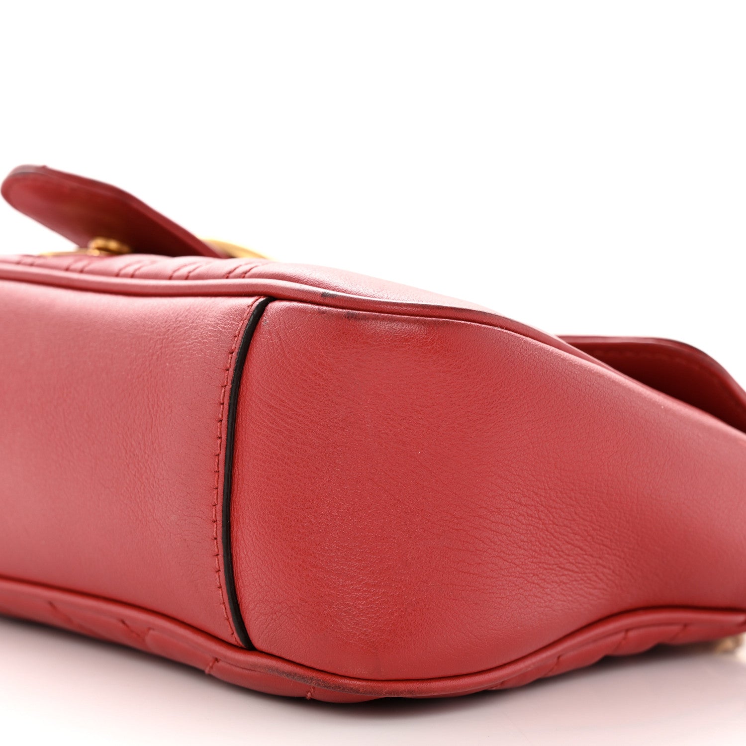 Gucci Calfskin Matelasse Small GG Marmont Shoulder Bag Hibiscus Red 10 of 17