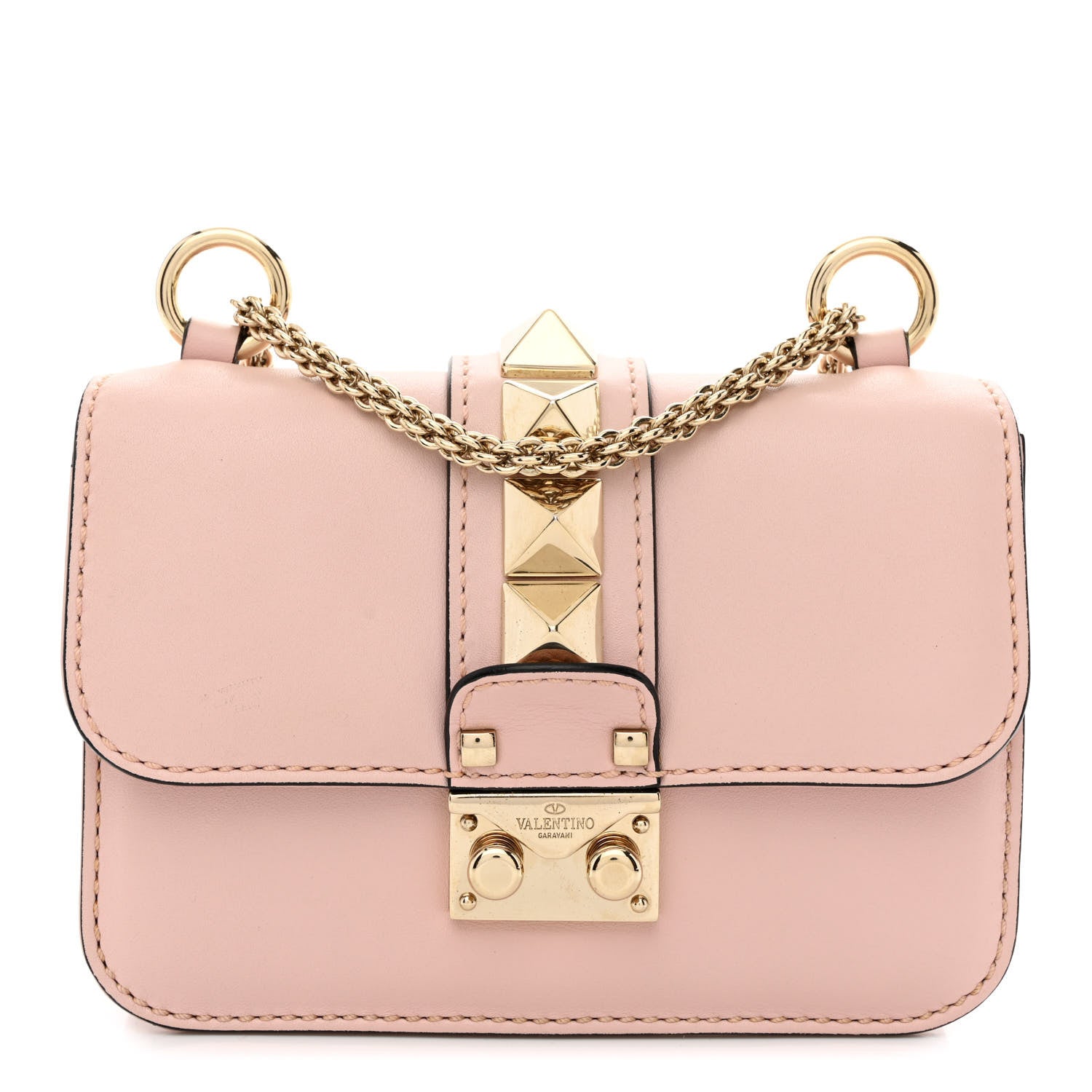 Valentino Garavani Vitello Mini Glam Lock Rockstud Flap Water Rose 1 of 9