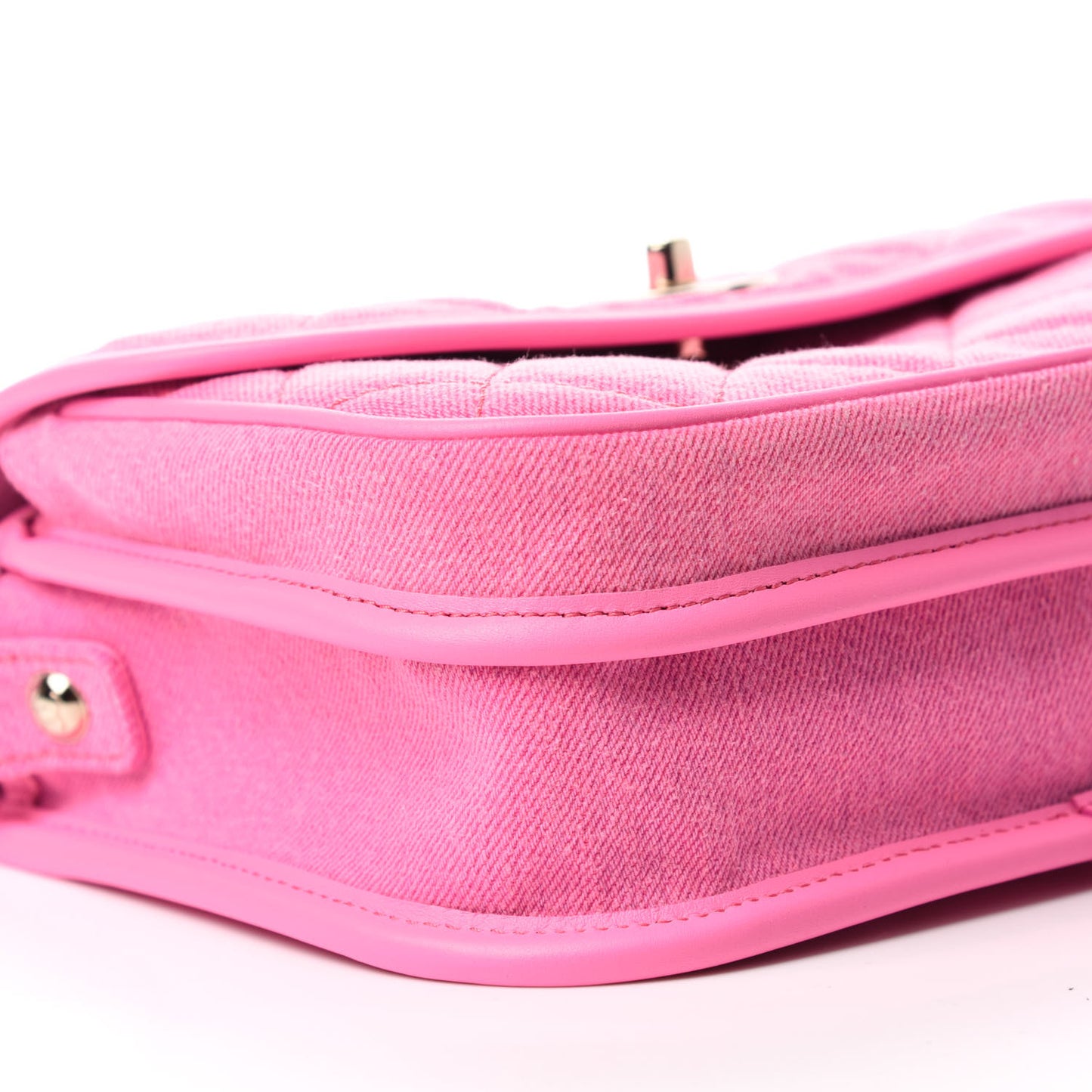 Denim Quilted Small Messenger Flap Neon Pink