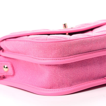 Chanel Denim Quilted Small Messenger Flap Neon Pink 10 of 18