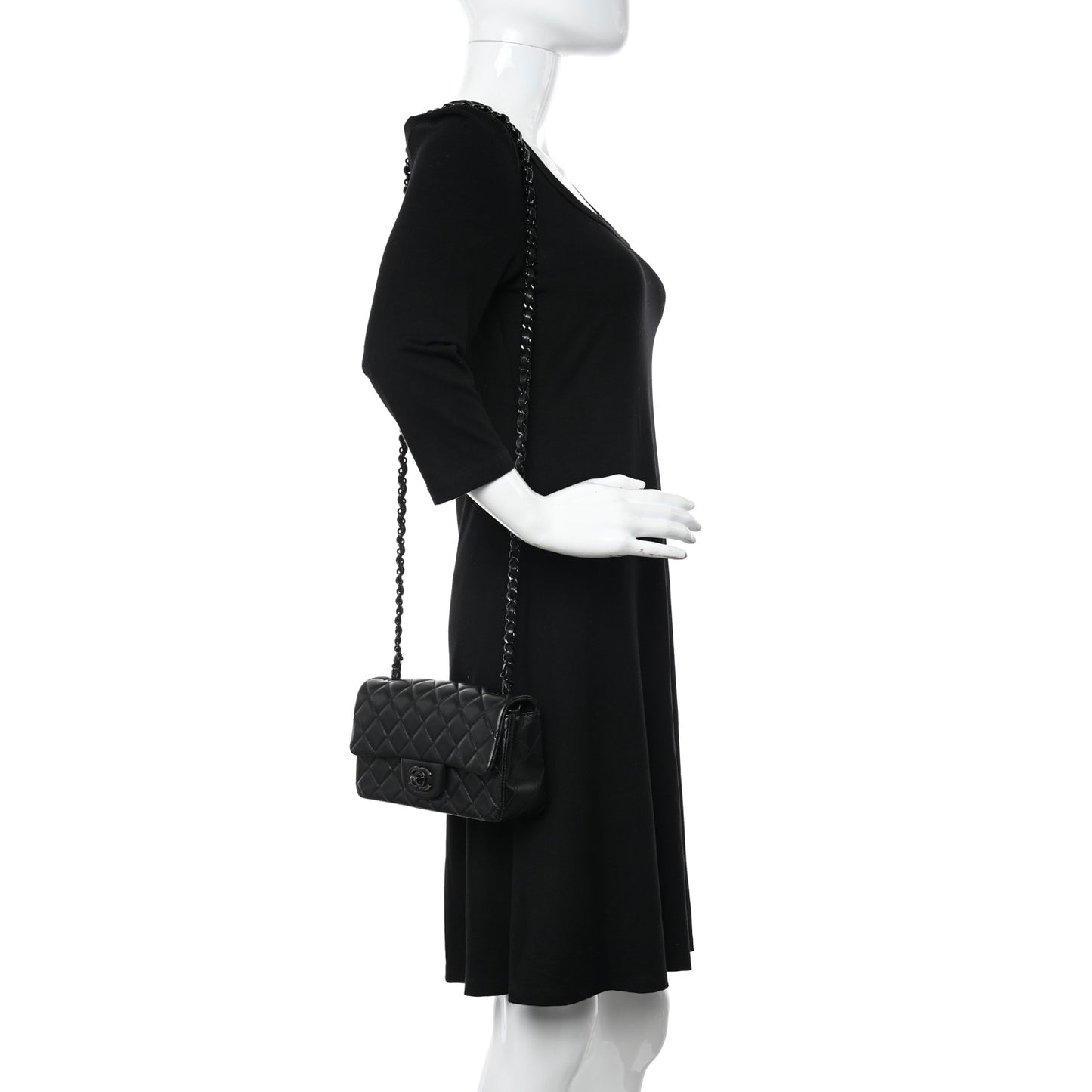 Lambskin Quilted Mini Rectangular Flap So Black