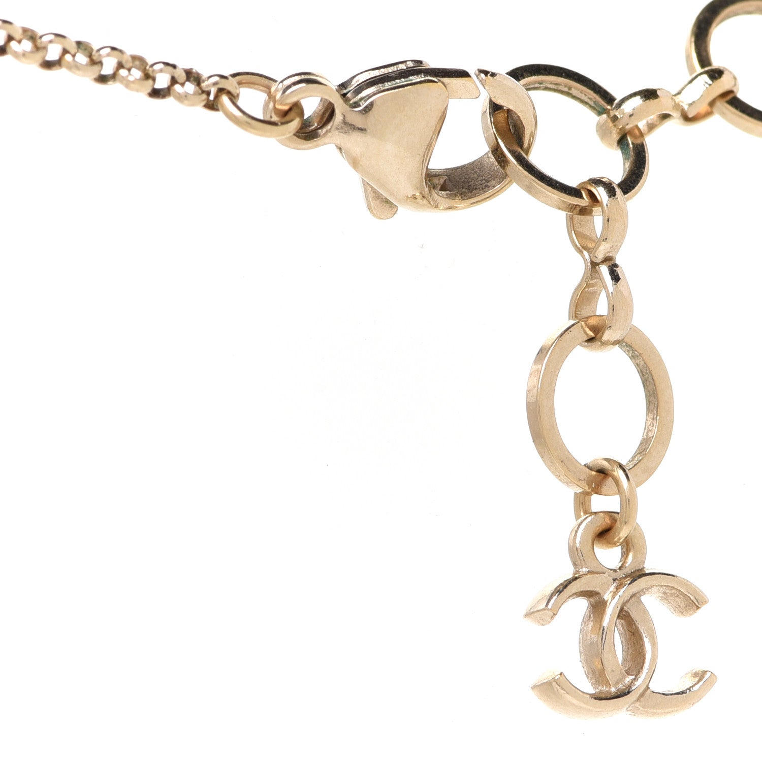 Chanel Resin Strass Perfume Bottle CC Necklace Black Gold 5 of 5