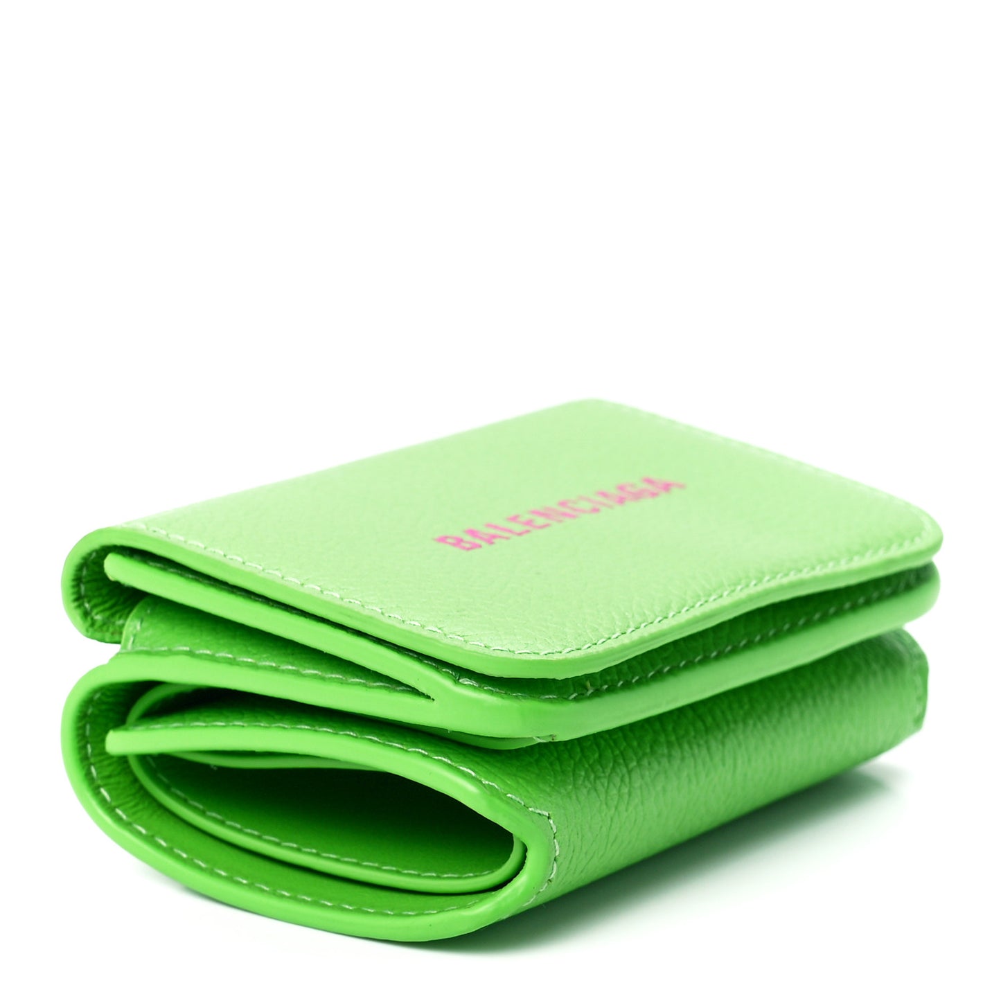 Calfskin Logo Everyday Mini Wallet Green Pink