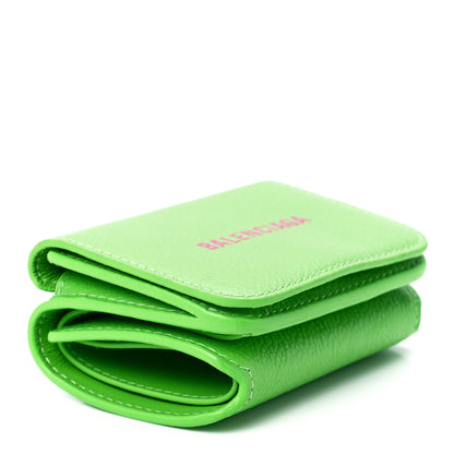 Balenciaga Calfskin Logo Everyday Mini Wallet Green Pink 4 of 11