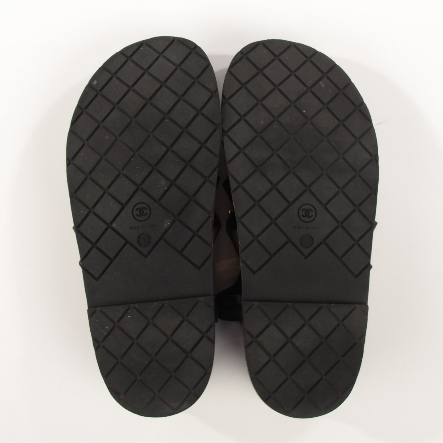 Chanel Satin Lambskin Chain Flat Sandals 37 Black 5 of 8