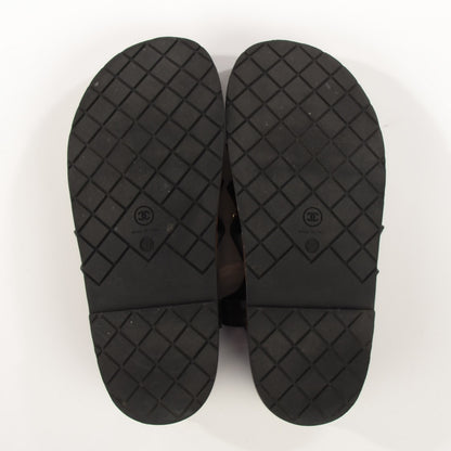 Chanel Satin Lambskin Chain Flat Sandals 37 Black 5 of 8