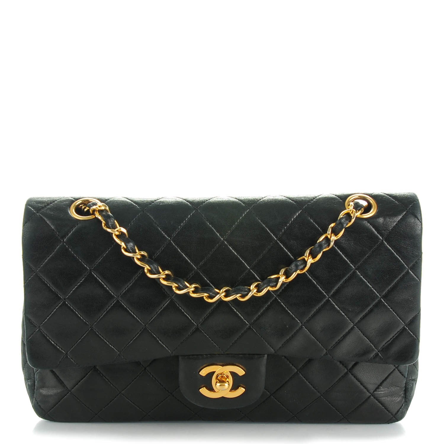 Chanel Lambskin Quilted Medium Double Flap Black 1 of 9