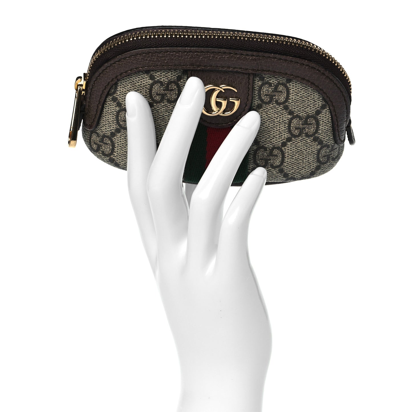 GG Supreme Monogram Web Ophidia Dome Key Pouch Beige New Acero